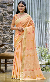 Cotton Peach Libas Saree